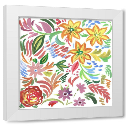 Flora Square I White Modern Wood Framed Art Print by Del Sol, Ani