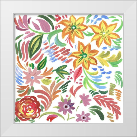 Flora Square I White Modern Wood Framed Art Print by Del Sol, Ani