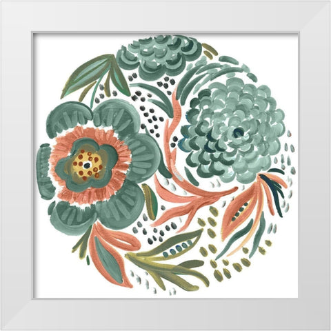 Peachy Matisse Florals II White Modern Wood Framed Art Print by Del Sol, Ani
