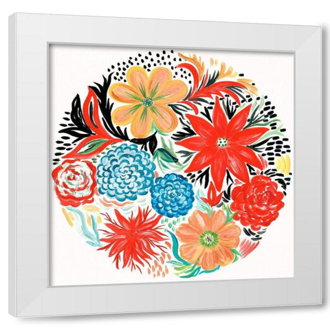 Bright Floral Matisse Circle I White Modern Wood Framed Art Print by Del Sol, Ani