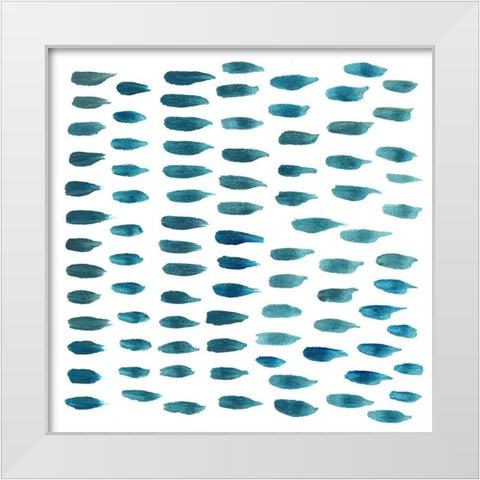Green Dash Pattern White Modern Wood Framed Art Print by Del Sol, Ani