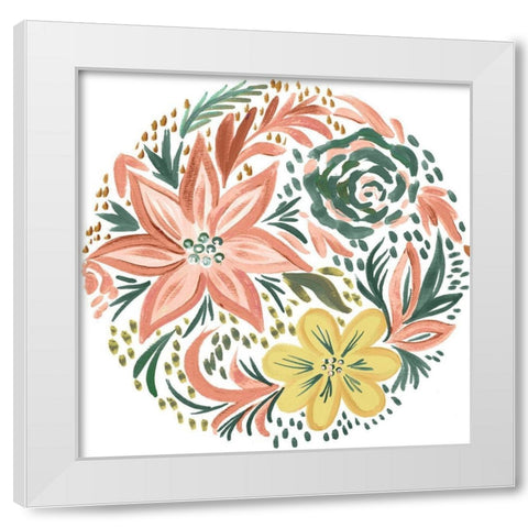 Peachy Matisse Florals III White Modern Wood Framed Art Print by Del Sol, Ani