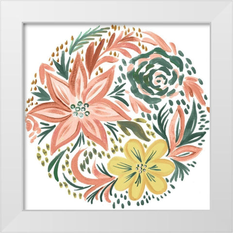 Peachy Matisse Florals III White Modern Wood Framed Art Print by Del Sol, Ani