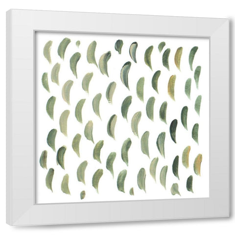 Green Down Dash Pattern White Modern Wood Framed Art Print by Del Sol, Ani