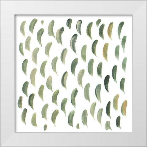 Green Down Dash Pattern White Modern Wood Framed Art Print by Del Sol, Ani