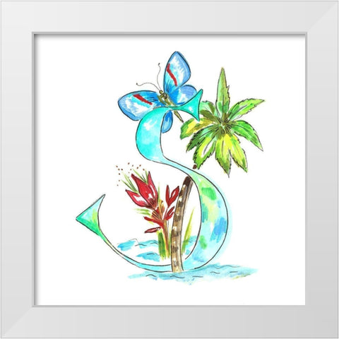 Monogram S White Modern Wood Framed Art Print by Del Sol, Ani