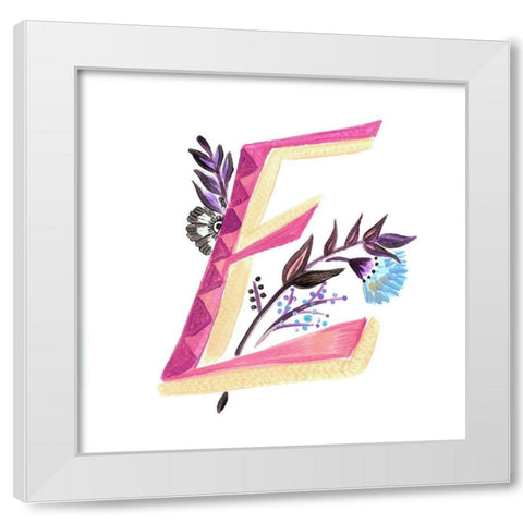 Monogram E White Modern Wood Framed Art Print by Del Sol, Ani