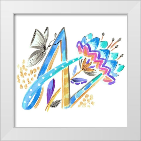 Monogram A White Modern Wood Framed Art Print by Del Sol, Ani