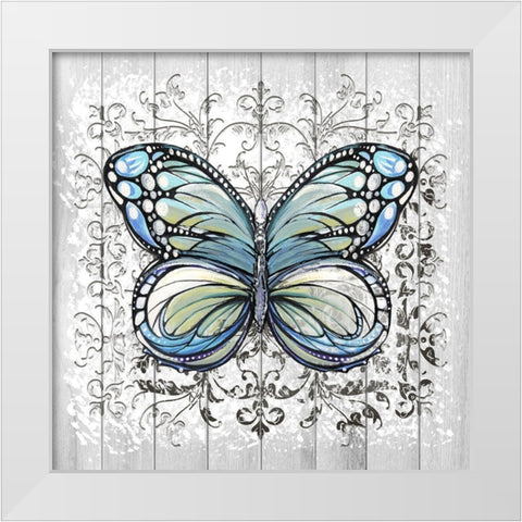 Decorative Butterfly IV White Modern Wood Framed Art Print by Diannart