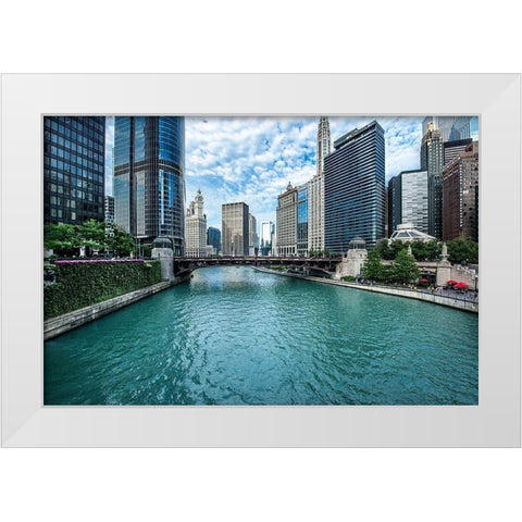 Chicago River View White Modern Wood Framed Art Print by Bill Carson Photography