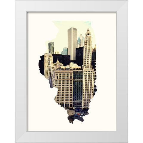 Chi Skyline White Modern Wood Framed Art Print by Bill Carson Photography