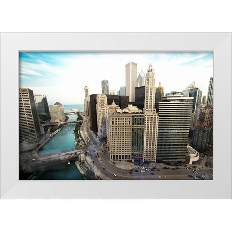 Chicago Skyline White Modern Wood Framed Art Print by Bill Carson Photography