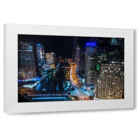 Chicago Nights White Modern Wood Framed Art Print by Bill Carson Photography