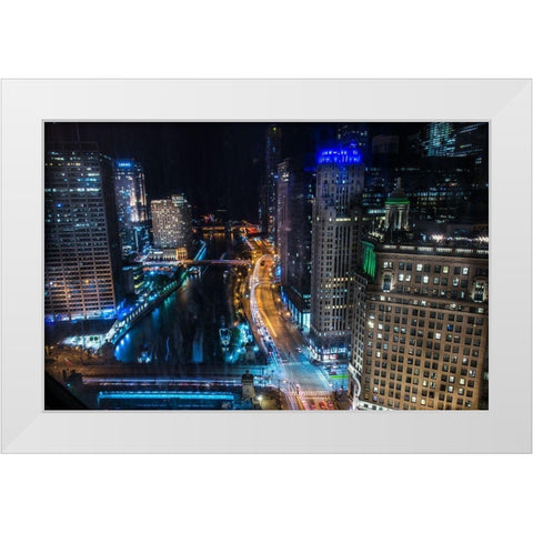 Chicago Nights White Modern Wood Framed Art Print by Bill Carson Photography