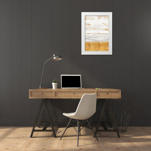 Golden Land White Modern Wood Framed Art Print by Hewitt, L.