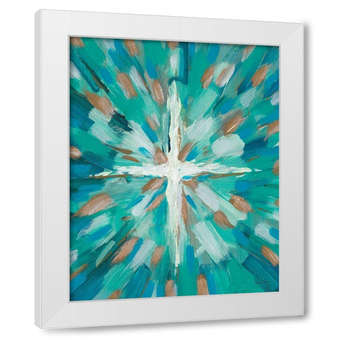 Teal Glory White Modern Wood Framed Art Print by Hewitt, L.