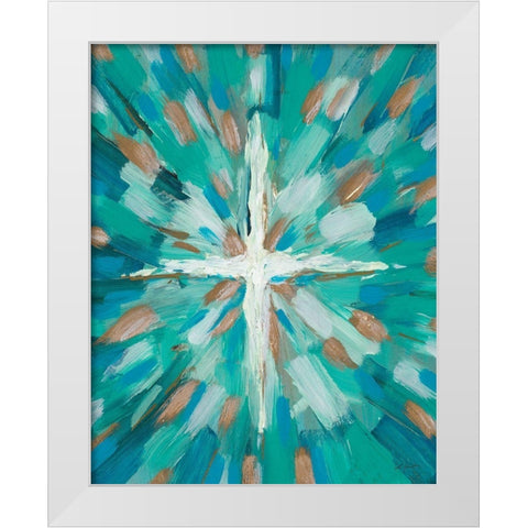 Teal Glory White Modern Wood Framed Art Print by Hewitt, L.