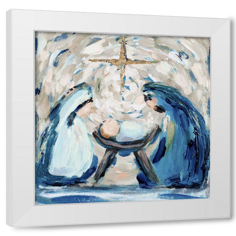 Let Us Adore Him White Modern Wood Framed Art Print by Hewitt, L.