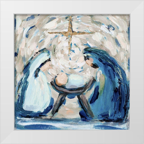 Let Us Adore Him White Modern Wood Framed Art Print by Hewitt, L.