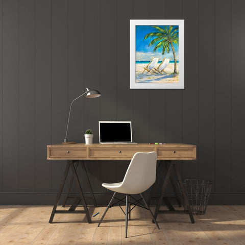 Beach View White Modern Wood Framed Art Print by DeRice, Julie