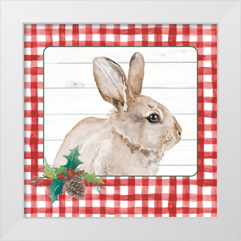 Red Plaid Woodland I White Modern Wood Framed Art Print by Pinto, Patricia