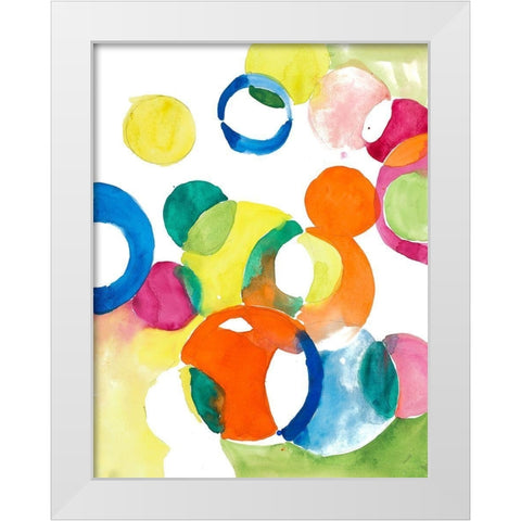 Colorful Circles White Modern Wood Framed Art Print by Loreth, Lanie