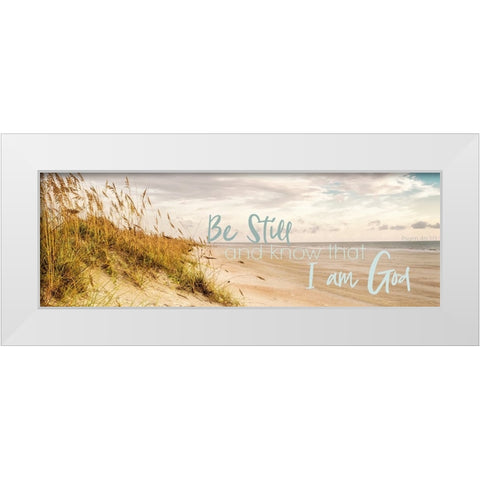 Be Still And Know That I am God White Modern Wood Framed Art Print by Amos, Andy