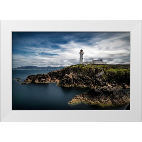 Oceans Edge Lighthouse White Modern Wood Framed Art Print by Amos, Andy