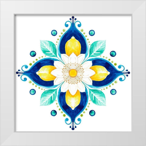 Italian Citrus Tile II White Modern Wood Framed Art Print by Pinto, Patricia