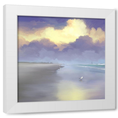 Peaceful Day on the Beach I White Modern Wood Framed Art Print by Meneely, Dan