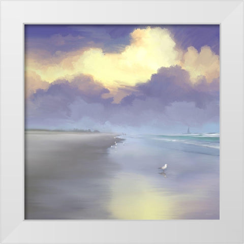 Peaceful Day on the Beach I White Modern Wood Framed Art Print by Meneely, Dan