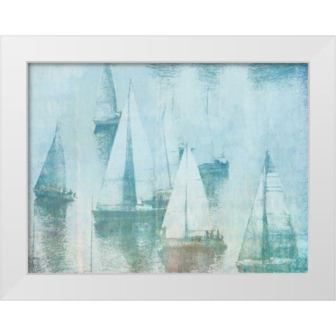 Foggy Walk On the Beach White Modern Wood Framed Art Print by Meneely, Dan