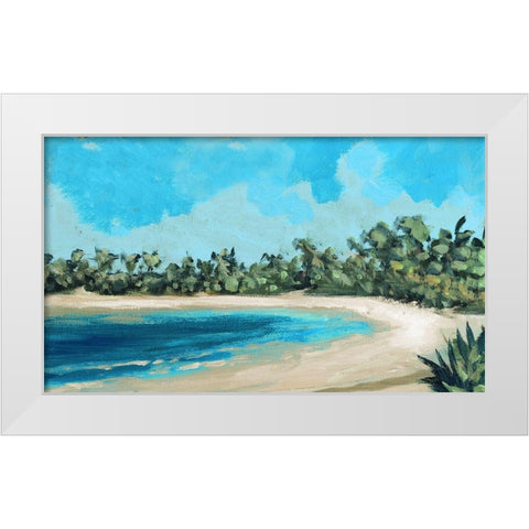 Beach Shore White Modern Wood Framed Art Print by Meneely, Dan