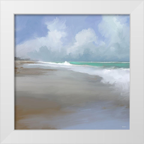 Peaceful Day on the Beach II White Modern Wood Framed Art Print by Meneely, Dan