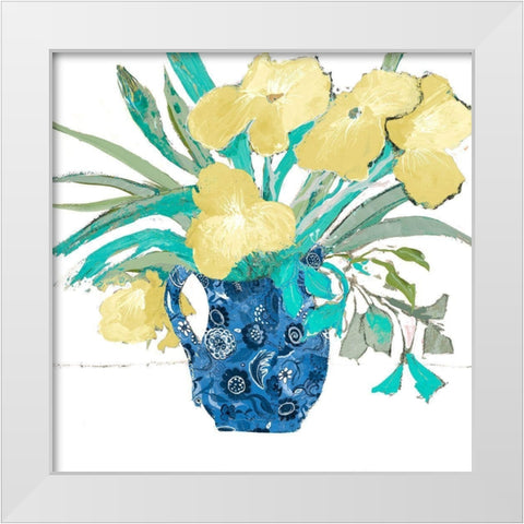 Yellow Springtime White Modern Wood Framed Art Print by Maria, Robin