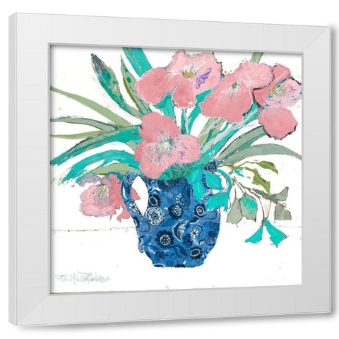 Pink Springtime White Modern Wood Framed Art Print by Maria, Robin