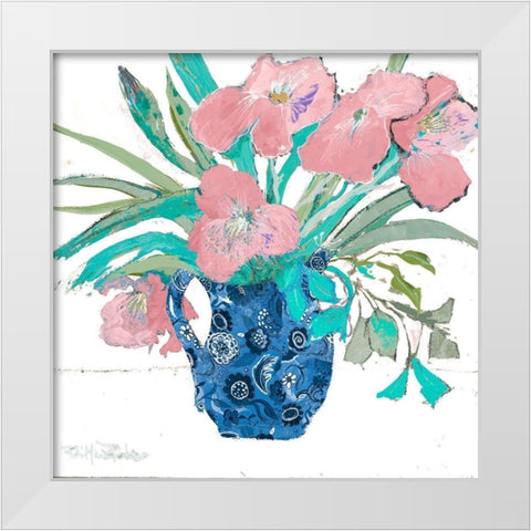 Pink Springtime White Modern Wood Framed Art Print by Maria, Robin