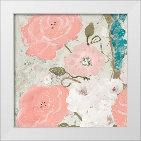 Springtime Roses White Modern Wood Framed Art Print by Maria, Robin
