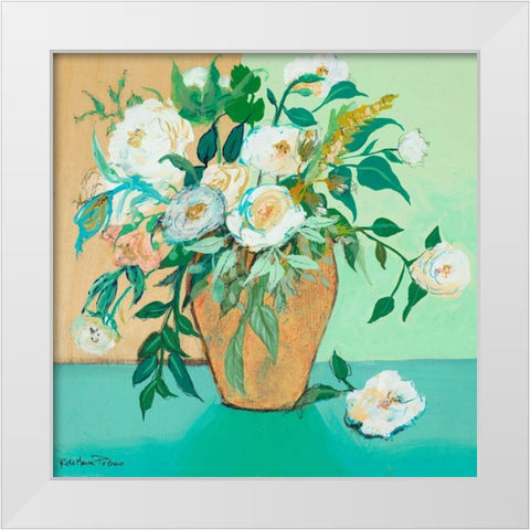 Vase of White Roses White Modern Wood Framed Art Print by Maria, Robin