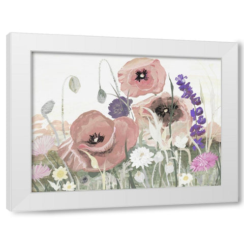 Victory Pink Poppies I White Modern Wood Framed Art Print by Maria, Robin