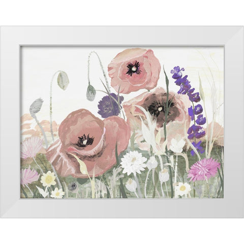 Victory Pink Poppies I White Modern Wood Framed Art Print by Maria, Robin