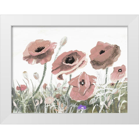 Victory Pink Poppies II White Modern Wood Framed Art Print by Maria, Robin