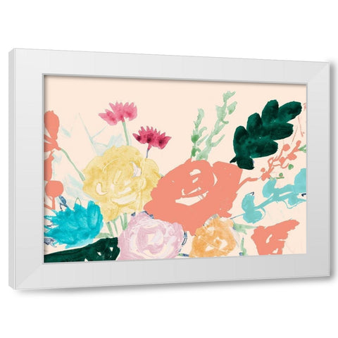 Bright Bursting Floral White Modern Wood Framed Art Print by Maria, Robin