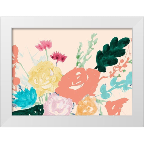 Bright Bursting Floral White Modern Wood Framed Art Print by Maria, Robin