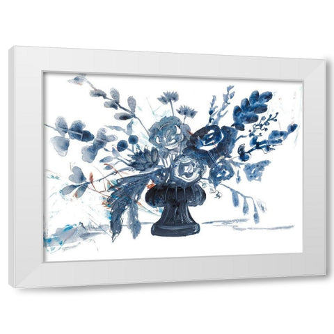 Blue Floral in Vase White Modern Wood Framed Art Print by Maria, Robin