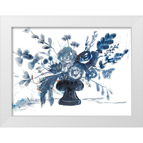 Blue Floral in Vase White Modern Wood Framed Art Print by Maria, Robin