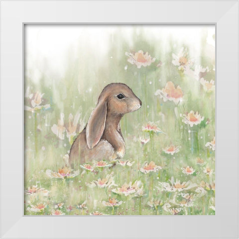 Meadow Visitor III White Modern Wood Framed Art Print by Diannart
