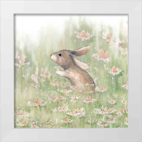Meadow Visitor II White Modern Wood Framed Art Print by Diannart