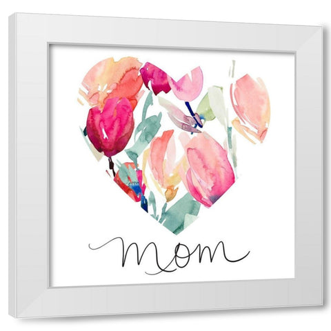 Mom With Tulip Heart White Modern Wood Framed Art Print by Loreth, Lanie