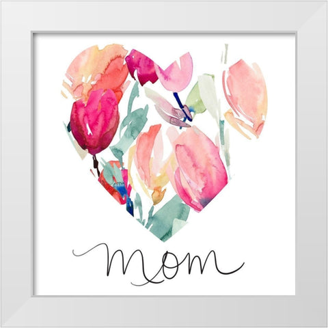 Mom With Tulip Heart White Modern Wood Framed Art Print by Loreth, Lanie